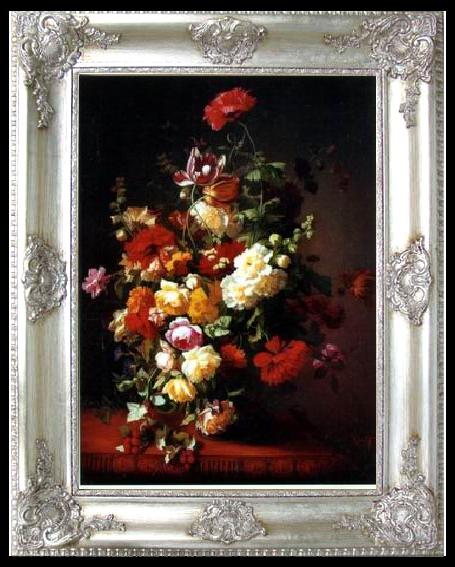 framed  unknow artist Floral, beautiful classical still life of flowers.053, Ta043